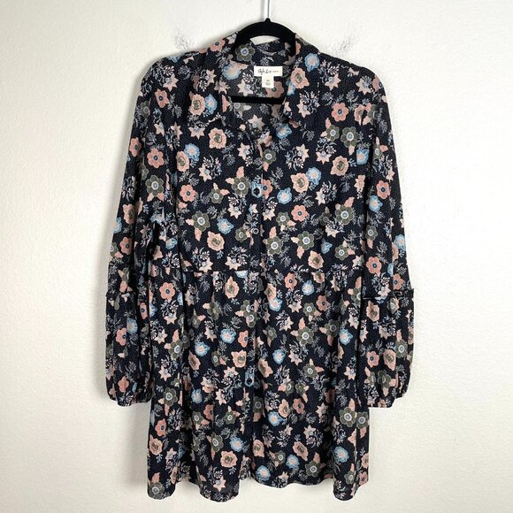 Style&co. Womens Plus 2X Floral Button up Blouse Long Sleeve Shirt Top - Picture 1 of 9